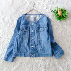 【alicia PAGEBOY】ノーカラーデニムGジャン 9分袖　カジュアル羽織