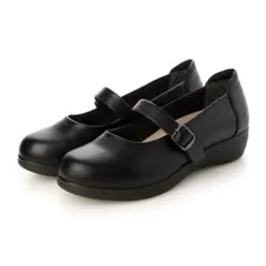 fuwarakuブラック ストラップ付き フラットシューズ