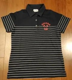 adidas ゴルフシャツ ネイビー ストライプ 半袖　M