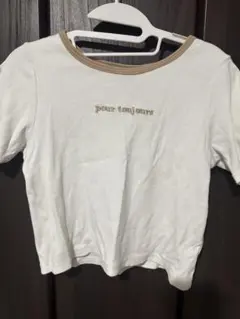 pour toujours ロゴ刺繍 リンガーTシャツ