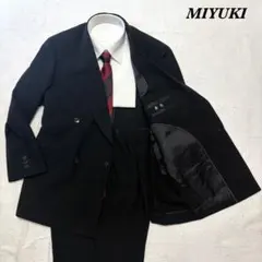 MIYUKI ダブル　ブラック　無地　BB3 1タック セットアップ　スーツ上下