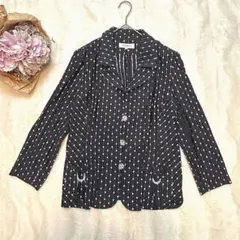 美品【Bellesafeena】ドット柄ジャケット　11号　M~Lサイズ 　黒