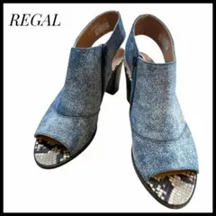 希少　REGAL デニム風　オープントゥ　サンダル　ハイヒール