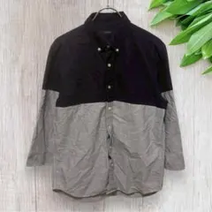 RAGEBLUE シャツ M 七分袖 襟付き バイカラー 総柄