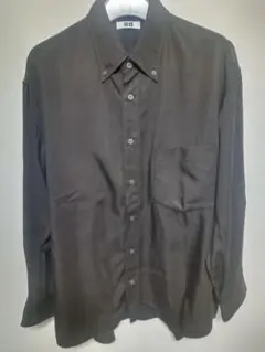 ユニクロU　ドレープシャツ長袖M　ダークブラウン