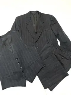 ダークグレー ストライプ ビジネススーツセット　3ピース