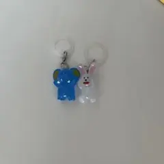 たべっこどうぶつ　めじるしアクセサリー　ぞう　うさぎ　2点