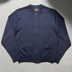 90s USA製 ビンテージ 無地 ジップアップ ニット セーター ショート丈のサムネイル