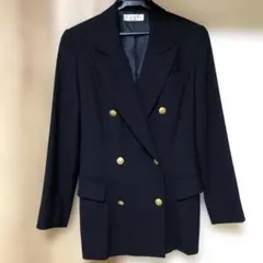 ベルメゾン　ネイビーダブルブレスト 金ボタンブレザー 7号　肩パット入