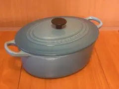【美品】ルクルーゼ　ココットオーバル 25cmブルー ルクルーゼ ココット オーバル カリビアンブルー 25cm 両手鍋 鍋