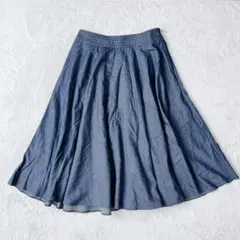 ラトータリテ| デニム調　コットンフレアスカート【M】ミモレ丈　日本製　春夏のサムネイル