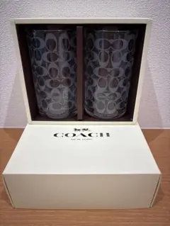 【新品】COACH ロゴ入りガラスコップ 2個セット