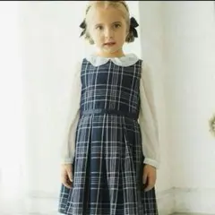 ブランシェス　入園式　ワンピース　100 ネイビー　チェック