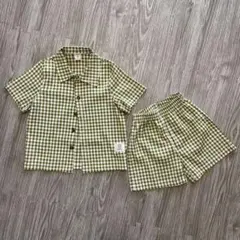 グリーンチェック 男の子セットアップ 100cm