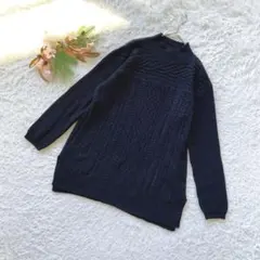 【デコイ】 (M) 長袖ニット ウールブレンド ケーブル編み ハイネック 着回し