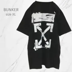 『BUNKER バンカー』OFF-WHITE Tシャツ　半袖　ブラック【XL】