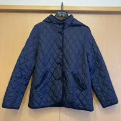 ネイビー キルティングジャケット フード付き
