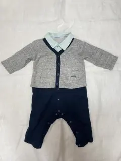 familiar ファミリア　フォーマル　重ね着風カバーオール　グレー　水色