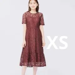 【最終値下げ】GU ワインレッド レース 半袖 ロングワンピース