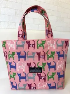 ハンドメイド　トートバッグ　猫柄　ピンク