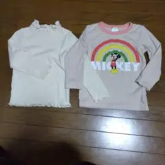 ミッキーマウス Tシャツとアイボリー トップス セット