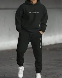 ブラック スウェットセット　黒　セットアップ　トレーナー　ズボン　フード