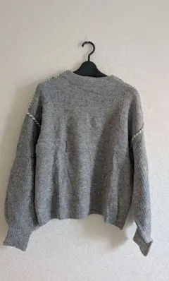 Chez toi ボリュームスリーブ グレー ニットセーター