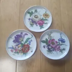 花鳥柄金彩皿・4枚 絵皿 プレート 骨董 アンテーク レトロ 陶器食器