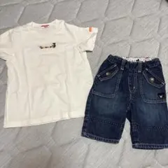 ミキハウス　Tシャツ　110 ダブルビー　デニムショートパンツ 90
