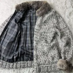●BURBERRY BLACK LABEL　ニットジャケット　ラビットファー