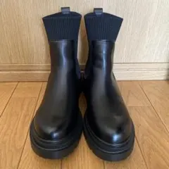 リブニットソックスブーツ gu