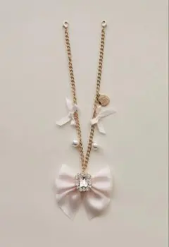 Maison de FLEUR ビジューリボンパールバッグチャーム ライトピンク