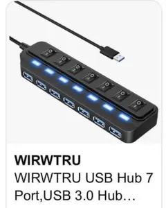 WIRWTRU USB 3.0 ハブ 7ポート 個別スイッチ付き