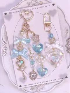 NO.781 ビーズキーホルダー 水色 魔法少女 チャーム セット