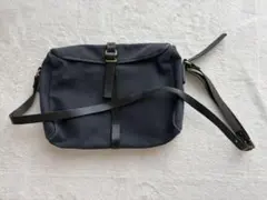 キャンバス×レザー ショルダーバッグ ブラックのサムネイル