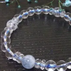 パワーストーンブレス、アクアマリン＆水晶