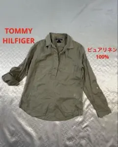美品　TOMMY HILFIGER リネン100% プルオーバー　亜麻色のサムネイル