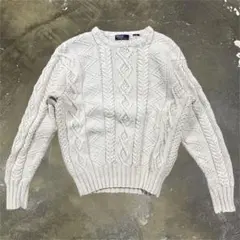 ◎Ralph Lauren ローゲージ ケーブルニット セーター 生成り