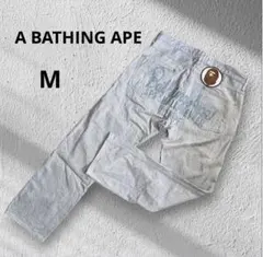 アベイシングエイプ　デニム　ジーンズ　エイプヘッドパッチ　バックロゴ　M グレー