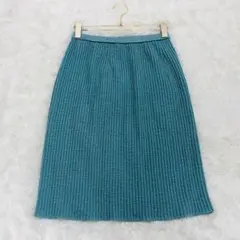 美品✨ リブ ニット フレア スカート グリーン ひざ丈 上品 緑 春のサムネイル