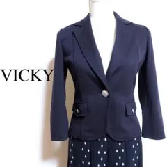 VICKY テーラードジャケット オフィス ネイビー M相当 レディース 7分袖のサムネイル