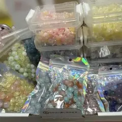 多色ビーズセット 3段ケース付き 花型