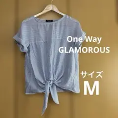 ろ*ー様 One Way GLAMOROUS ストライプ柄半袖シャツ 裾リボンのサムネイル