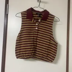 FOREVER 21 ストライプ ノースリーブポロシャツ M