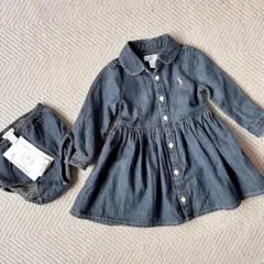 【新品】Ralph Lauren デニム ワンピースとパンツセット 6M