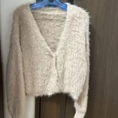 GRL シャギーニットカーディガン くすみピンク