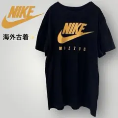 【海外古着】ナイキ MIZZOU カレッジロゴ Tシャツ 黒 S スウッシュロゴ
