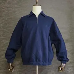 【90s・超美品】ポロラルフローレン ハーフジップ スウェット M 紺 ネイビー