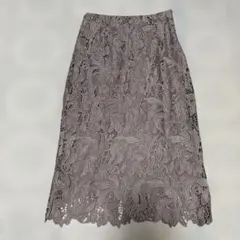 index グレー フラワーレース タイトスカート　薄紫