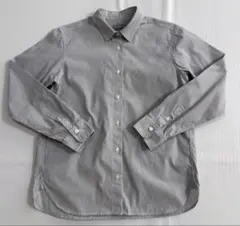 Mサイズ　無印良品　 長袖シャツ　 グレー白　ストライプ